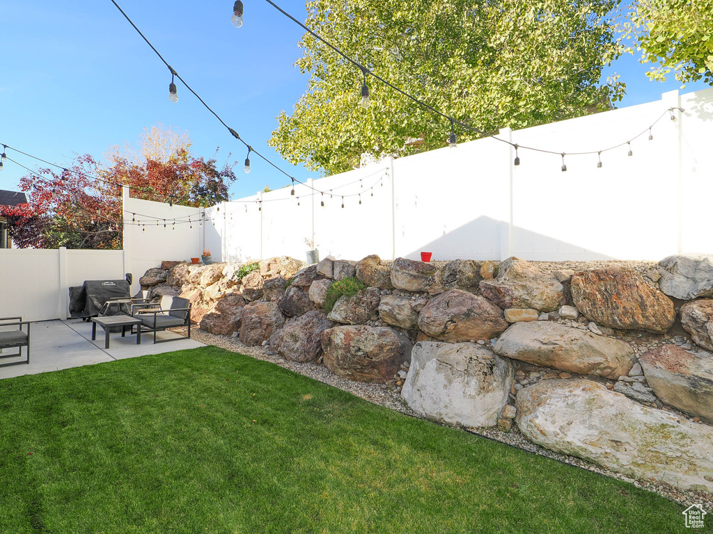 View of yard with a patio area