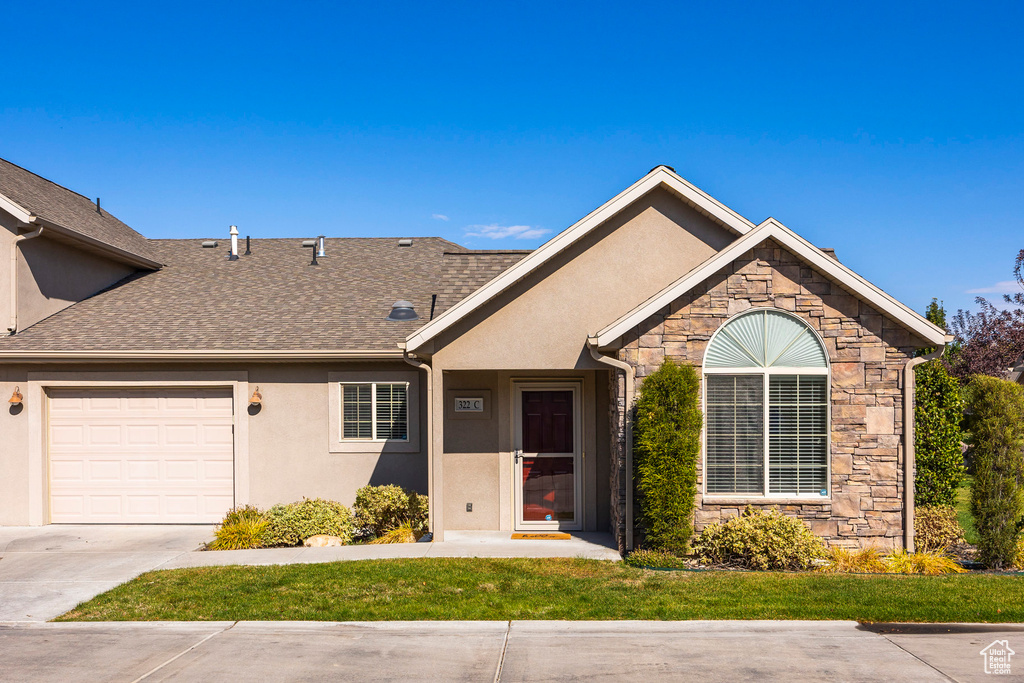 View of front of house with a garage