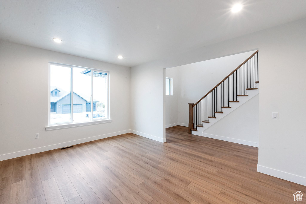 Interior space with light wood-type flooring