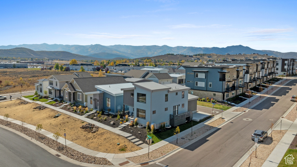 Aerial view featuring a mountain view