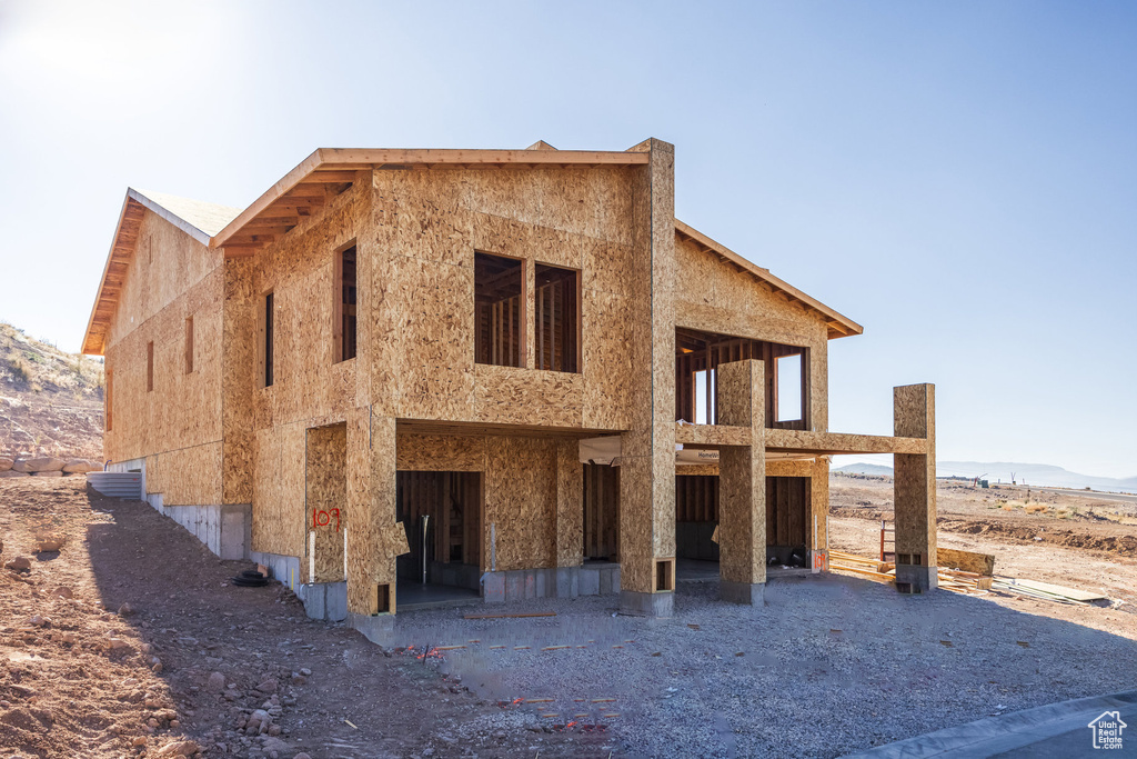 Exterior space featuring a mountain view