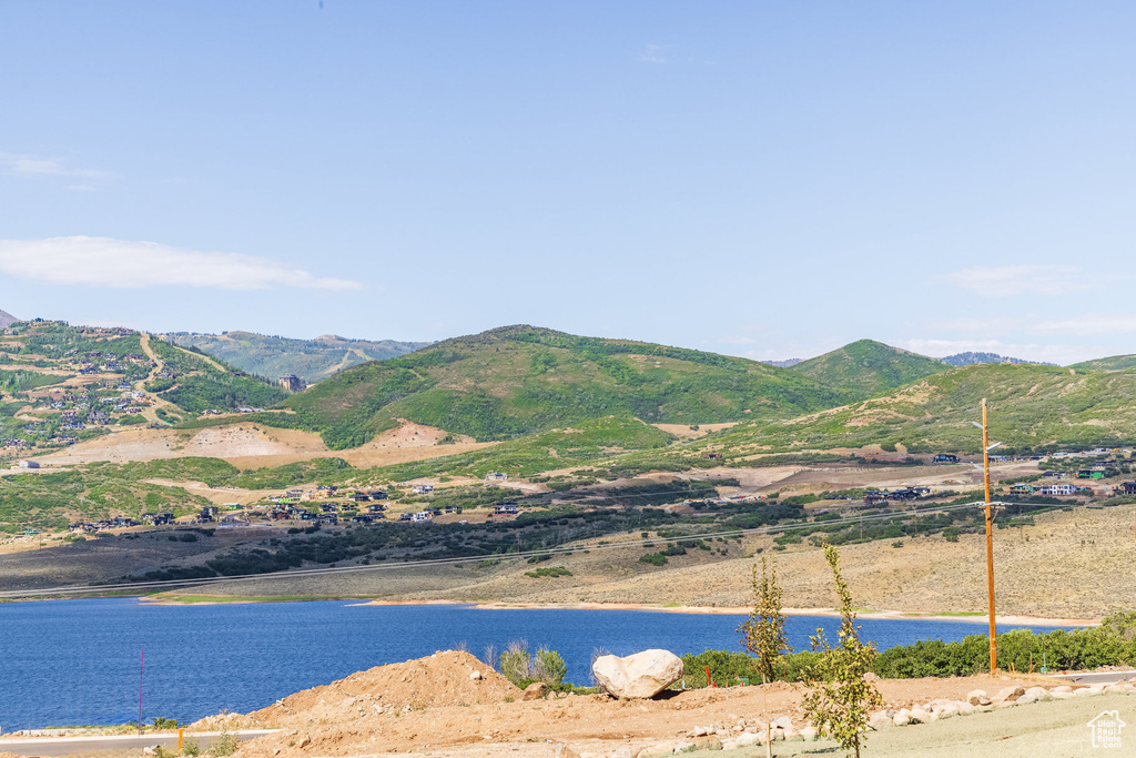 Water view with a mountain view