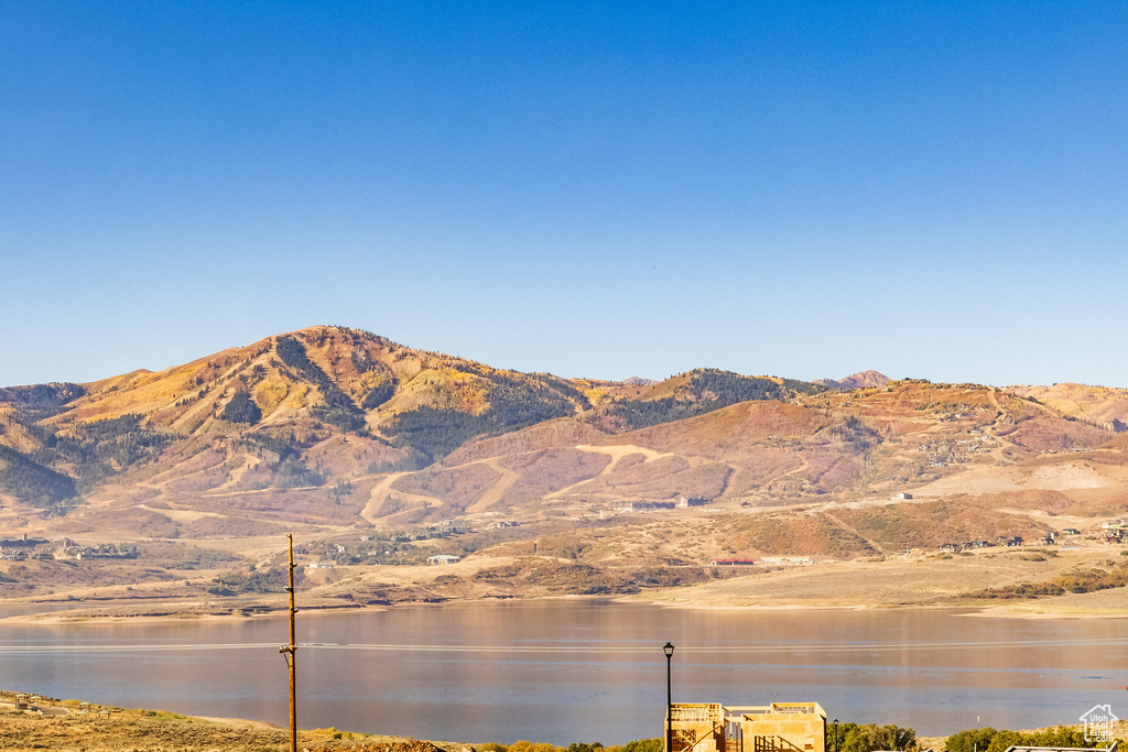 View of mountain feature featuring a water view