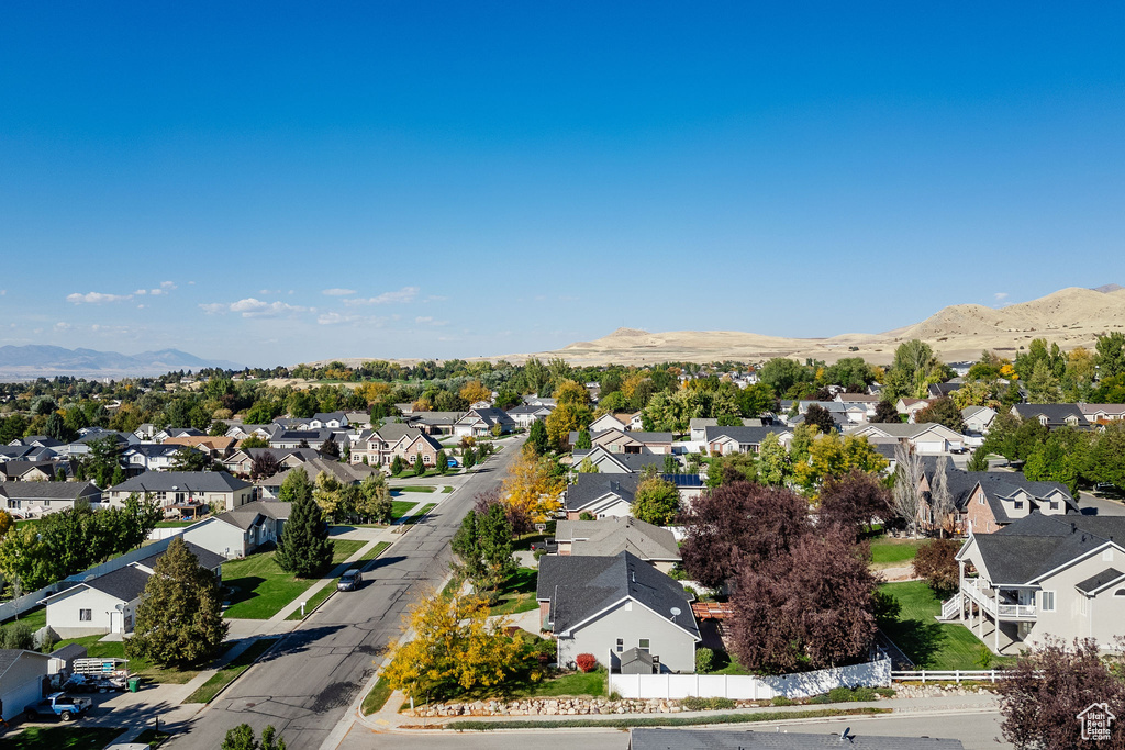 Drone / aerial view with a mountain view