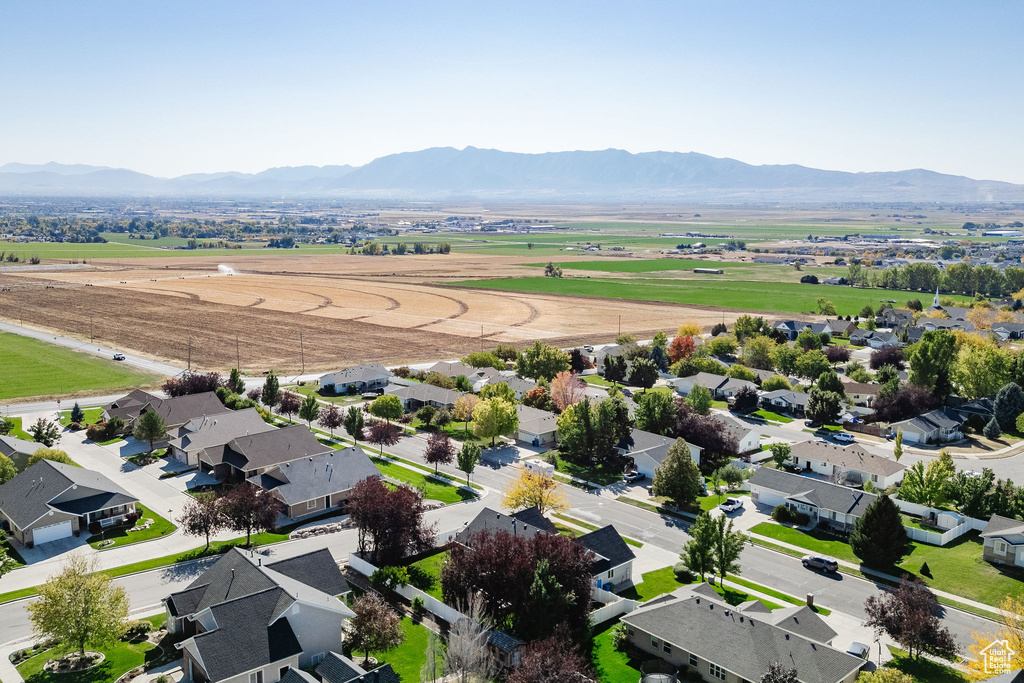 Aerial view featuring a mountain view