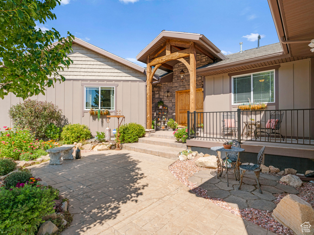 Exterior space featuring a patio