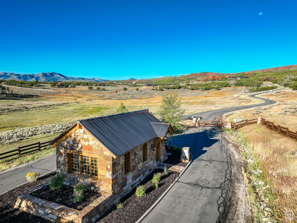 Bird\\\'s eye view with a mountain view and a rural view