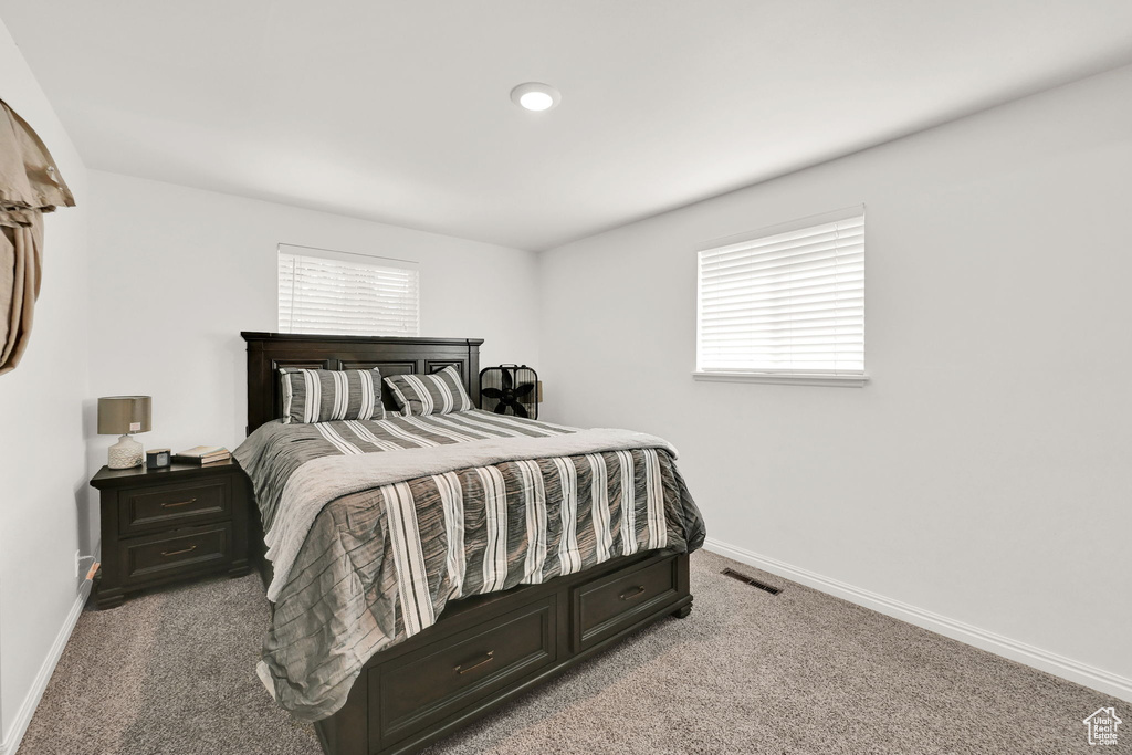 Bedroom with carpet floors