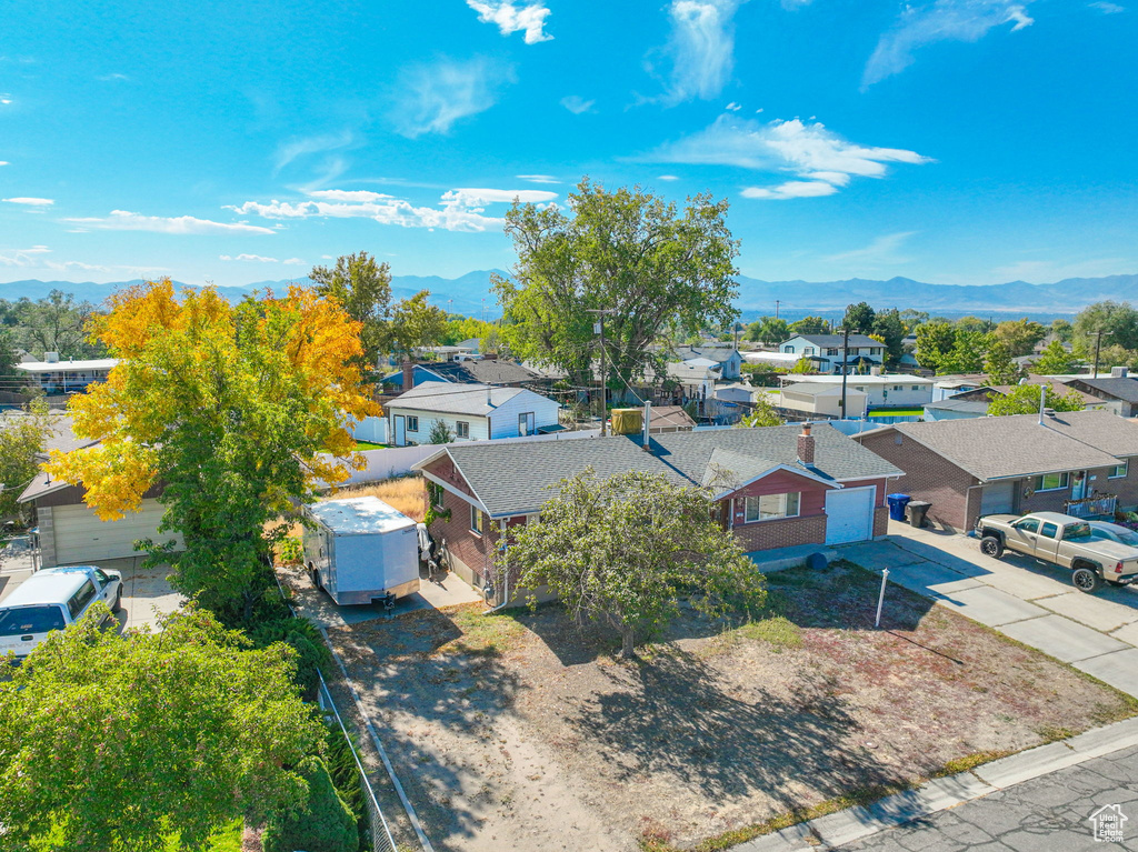 Drone / aerial view with a mountain view