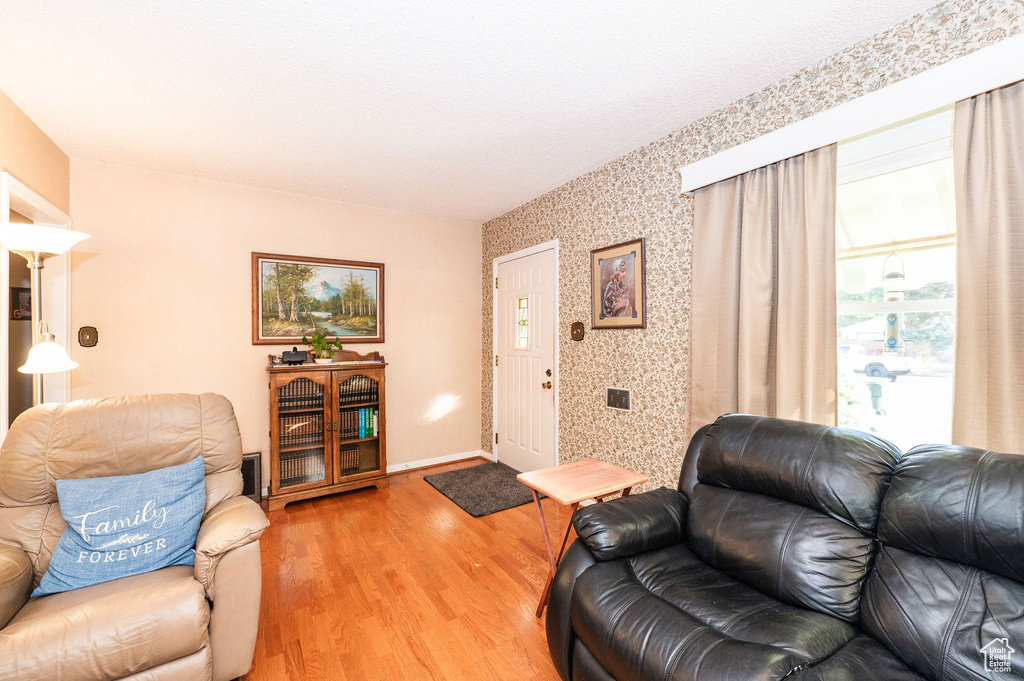 Living room featuring hardwood / wood-style flooring