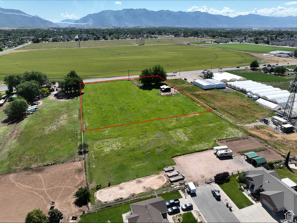 Aerial view featuring a mountain view