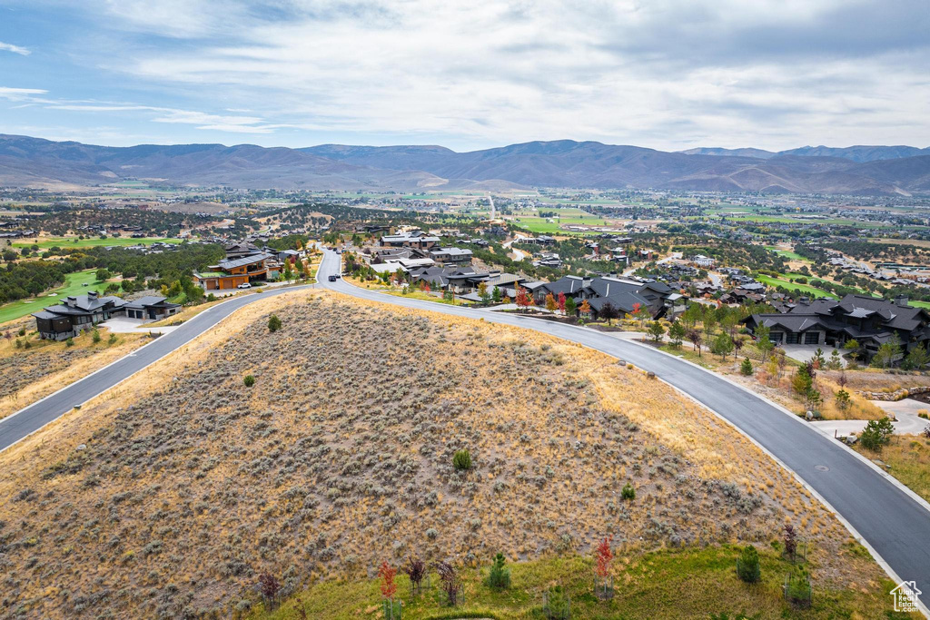 Aerial view with a mountain view