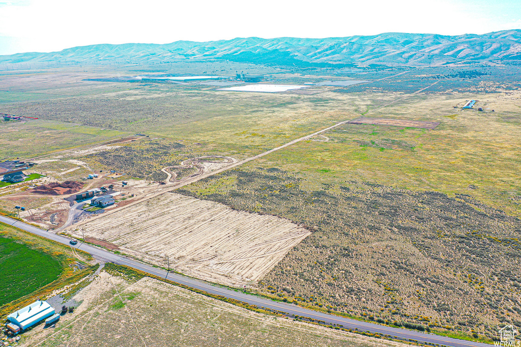 Aerial view featuring a mountain view and a rural view