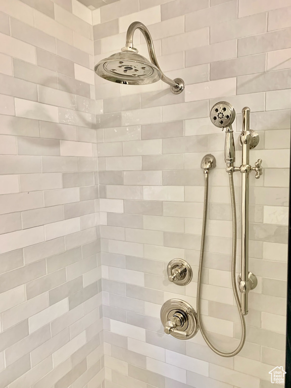 Room details with tiled shower