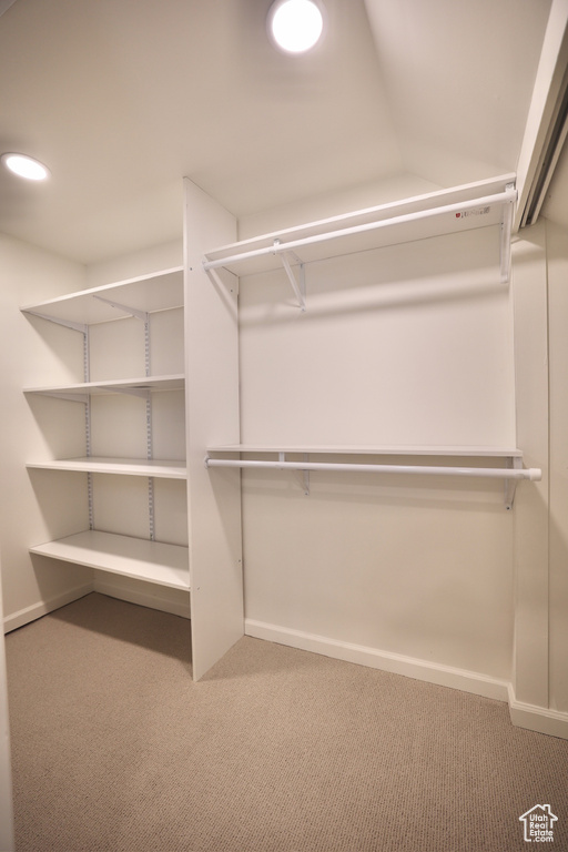 Spacious closet with carpet floors