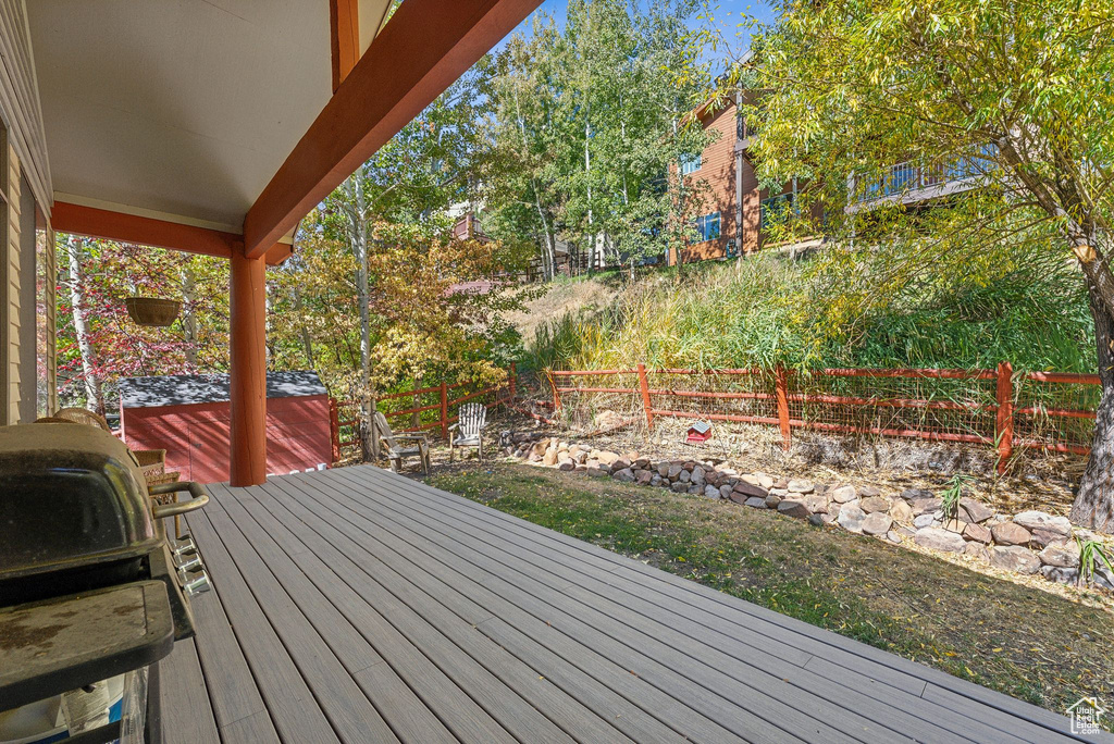 View of wooden deck