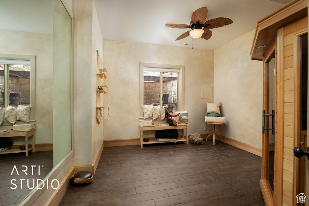 Interior space featuring dark hardwood / wood-style floors