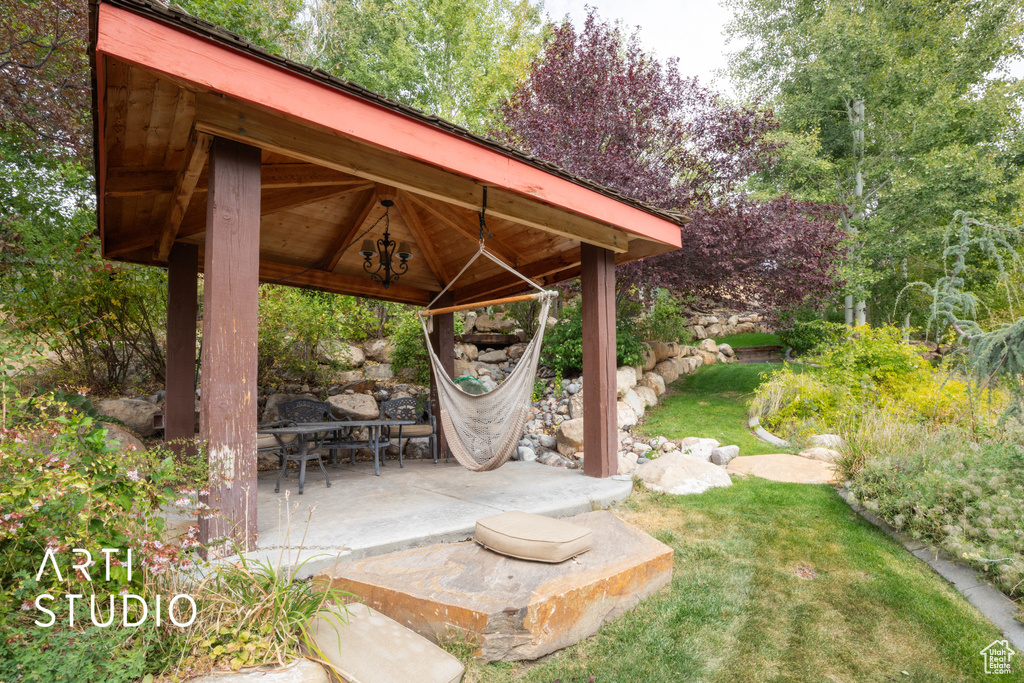 View of patio / terrace with a gazebo