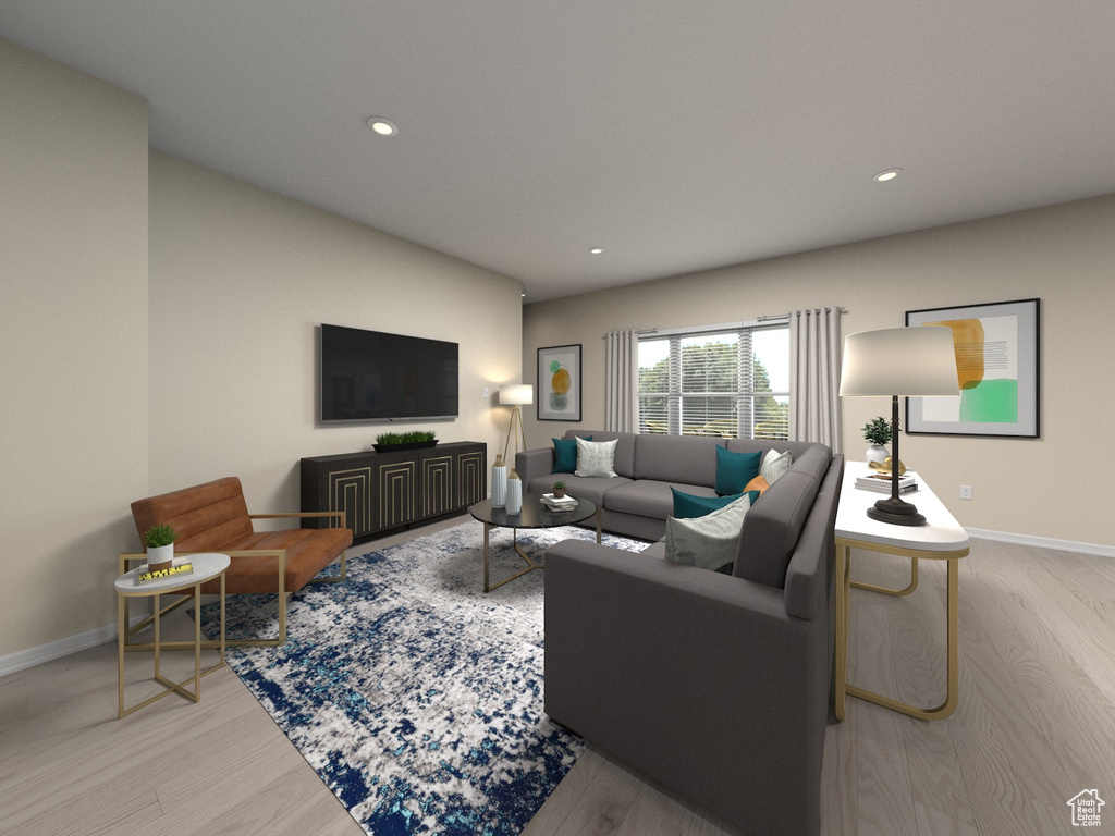 Living room featuring light wood-type flooring