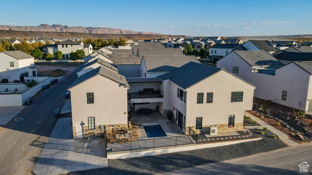 Drone / aerial view featuring a mountain view