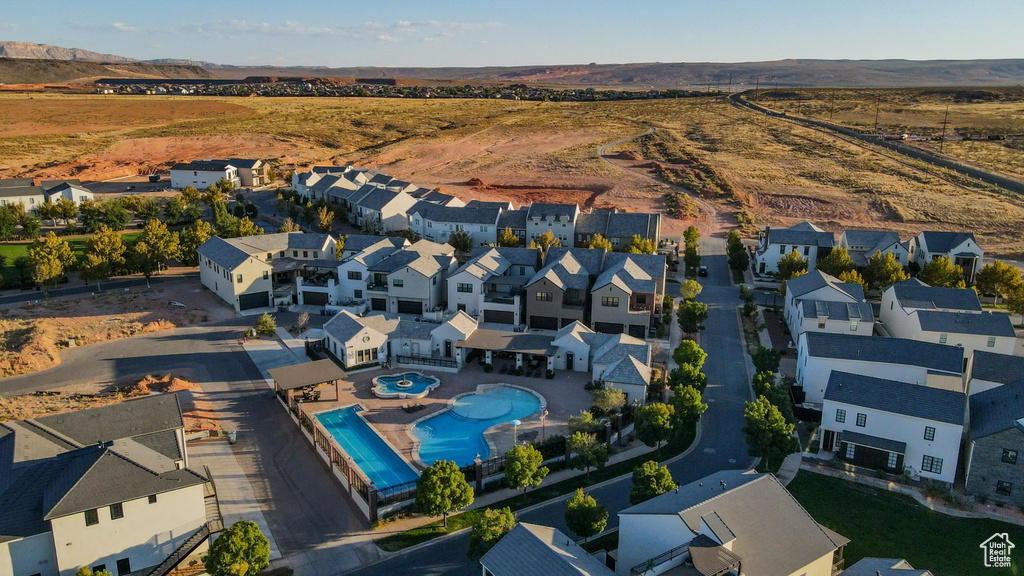 Bird's eye view with a mountain view