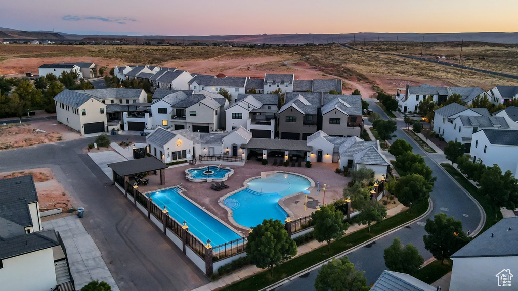 View of aerial view at dusk