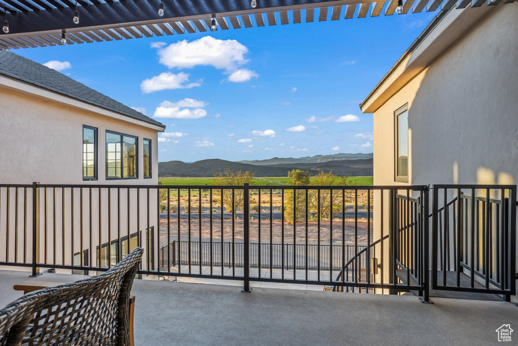 Balcony with a mountain view