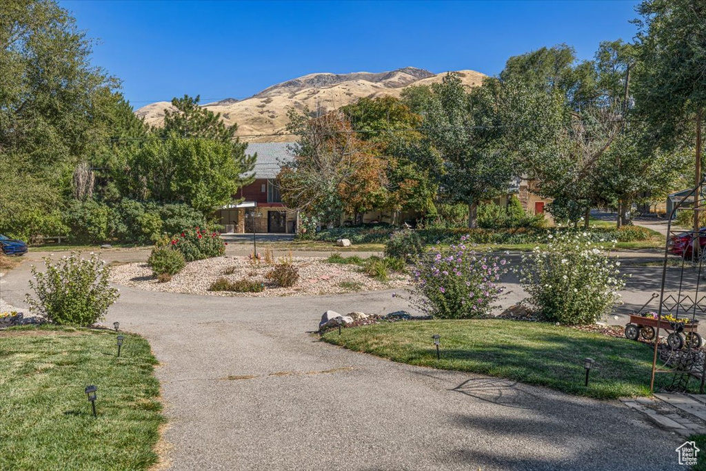 Exterior space with a mountain view