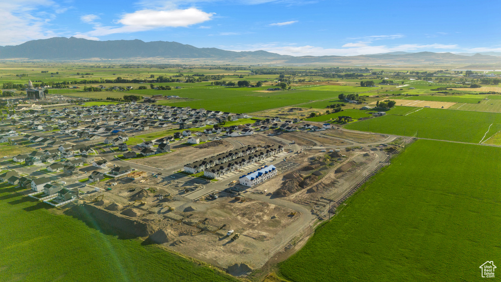 Bird's eye view featuring a rural view and a mountain view