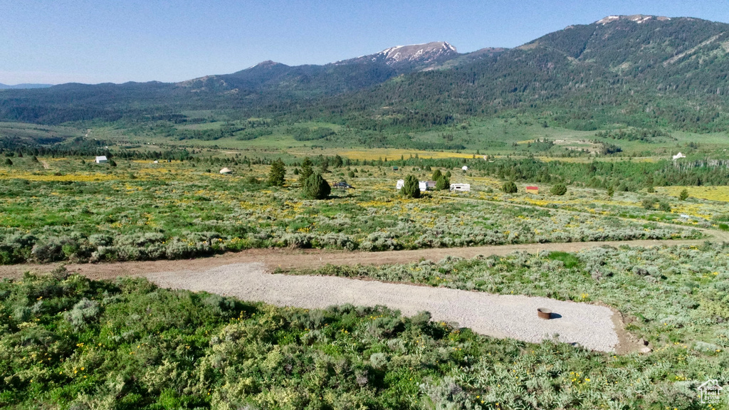 View of mountain background with rural landscape