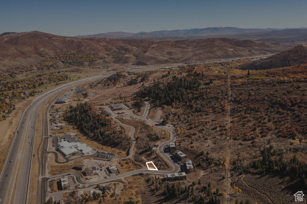 Drone / aerial view with a mountain view