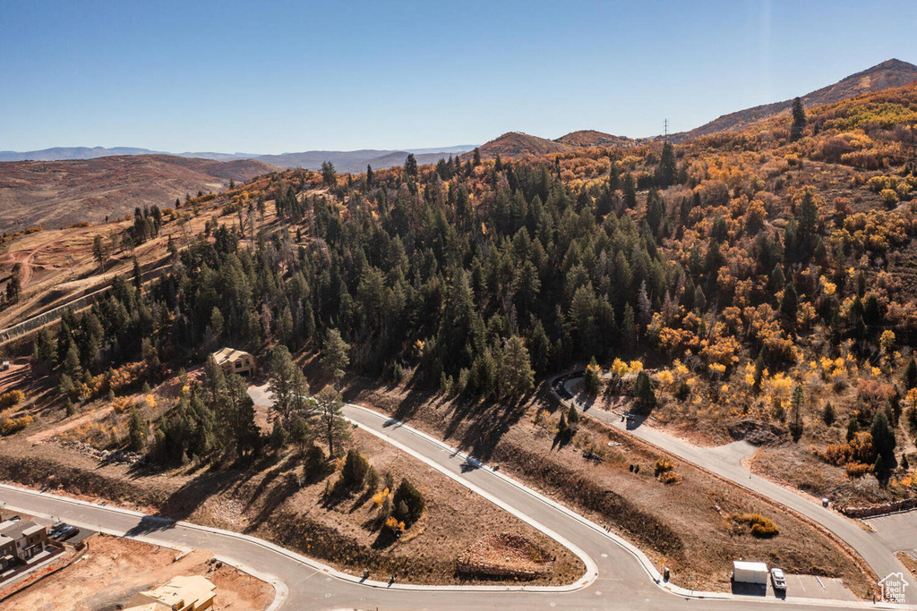 Drone / aerial view with a mountain view