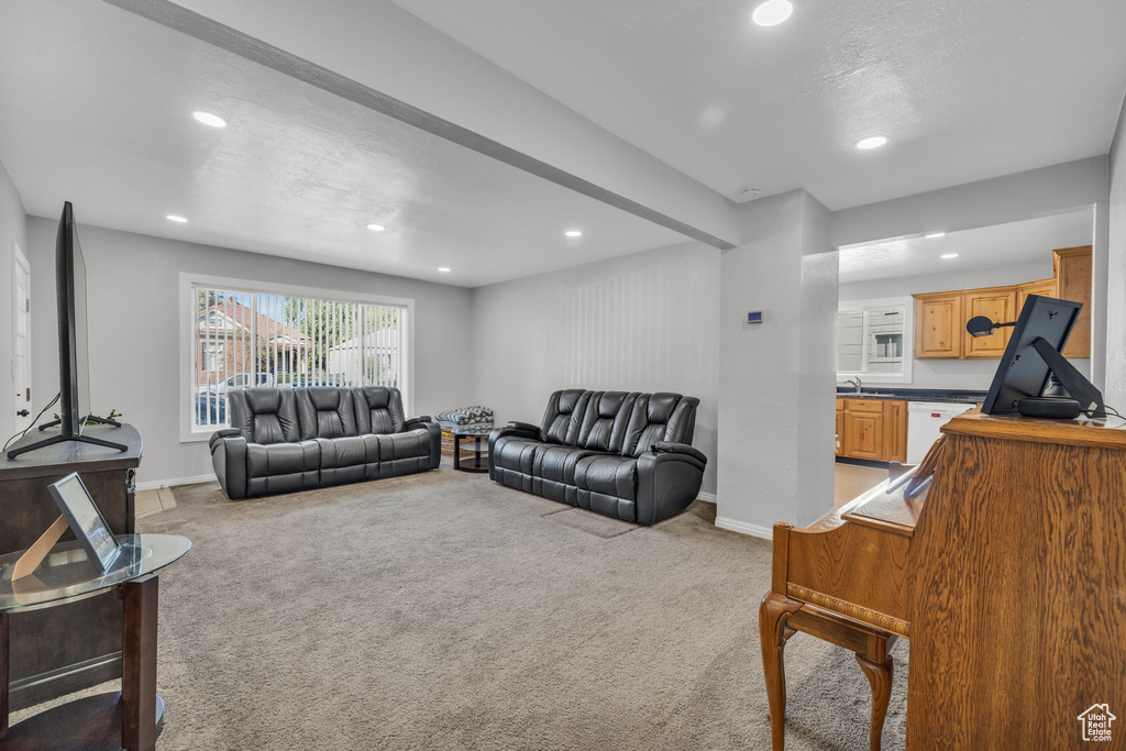 View of carpeted living room