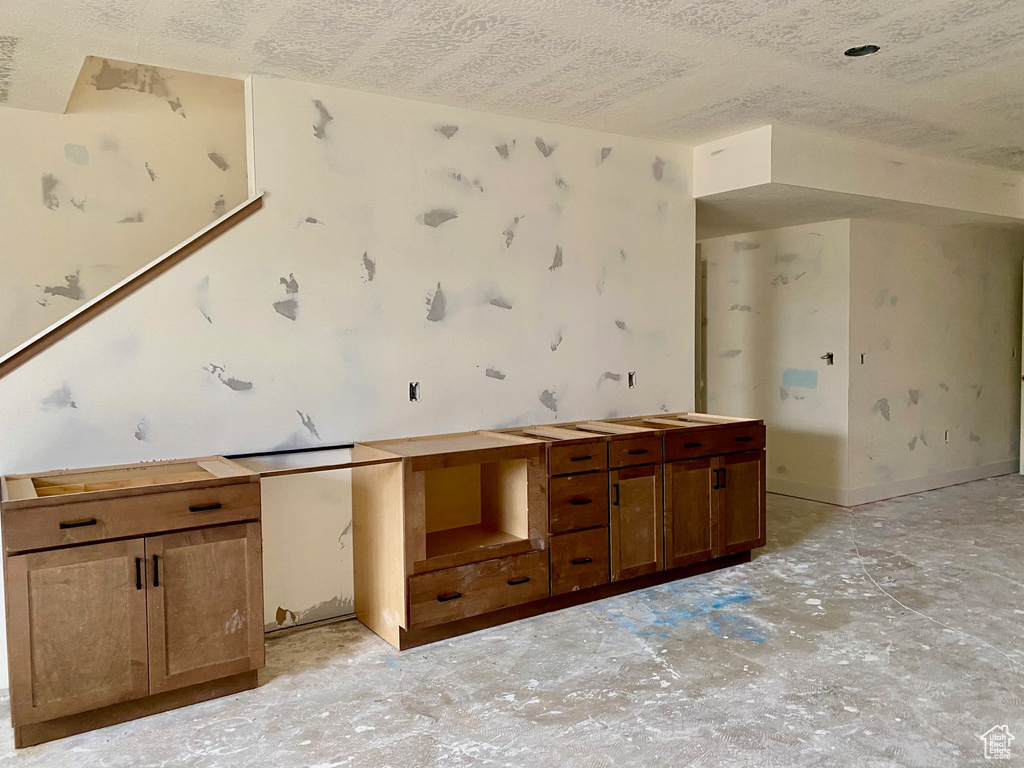 Kitchen with a textured ceiling