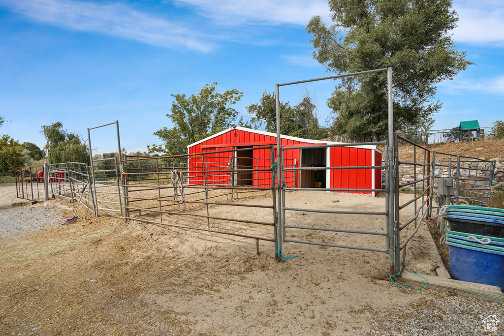 View of horse barn