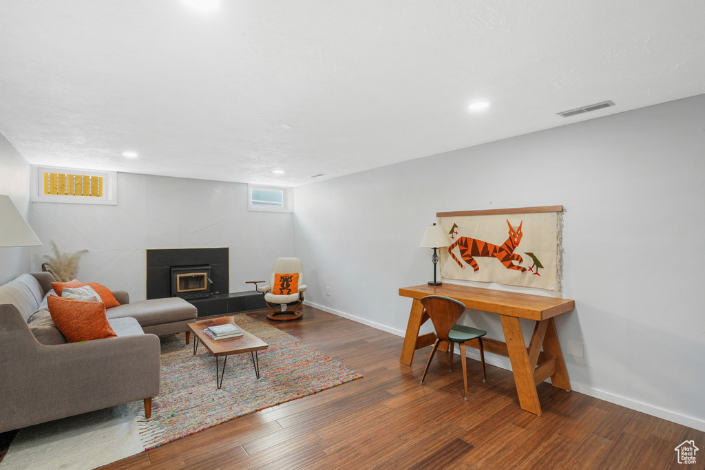 Living room featuring hardwood / wood-style floors