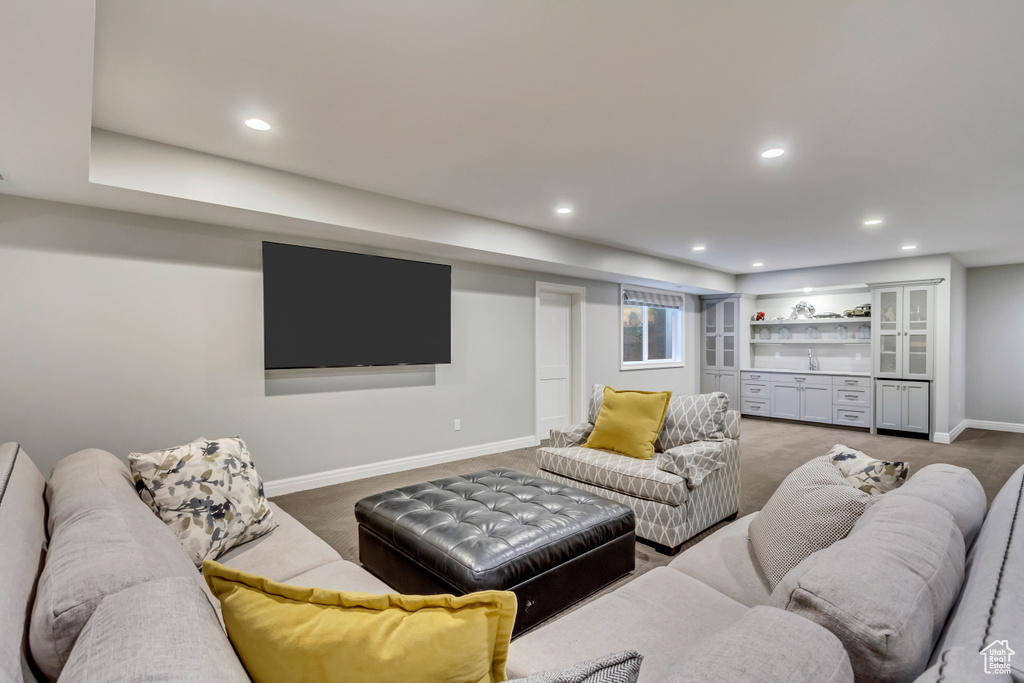 Living room with carpet flooring