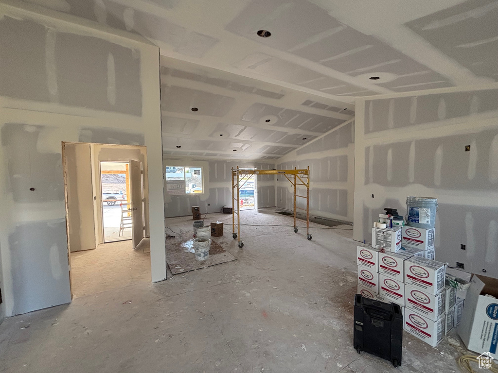 Interior space featuring lofted ceiling