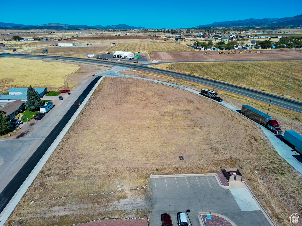 Drone / aerial view featuring a mountain view