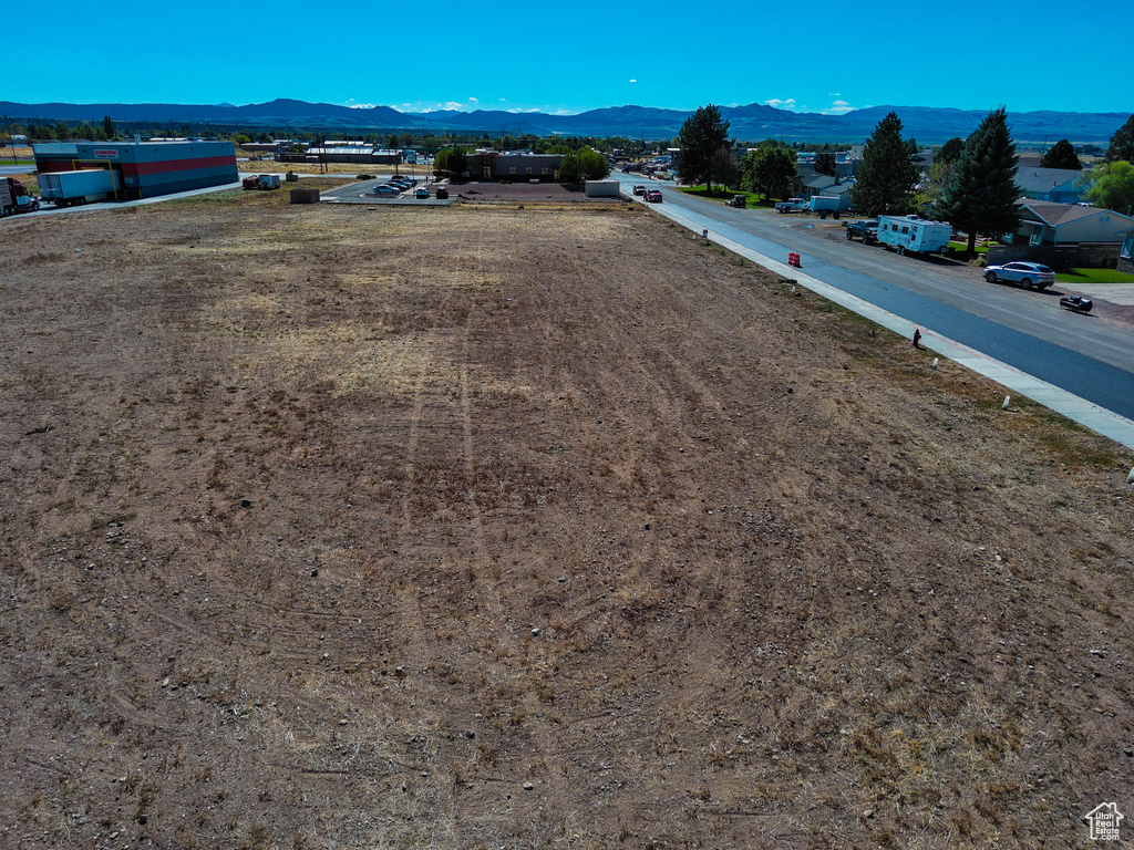 Drone / aerial view featuring a mountain view