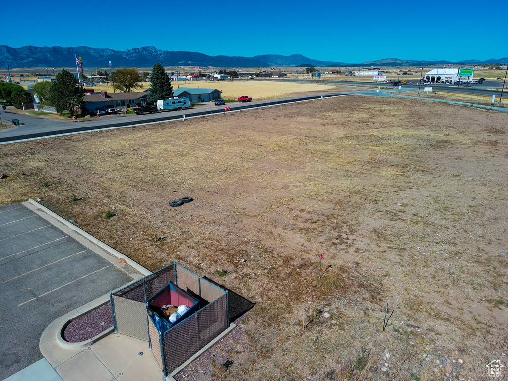Drone / aerial view featuring a mountain view