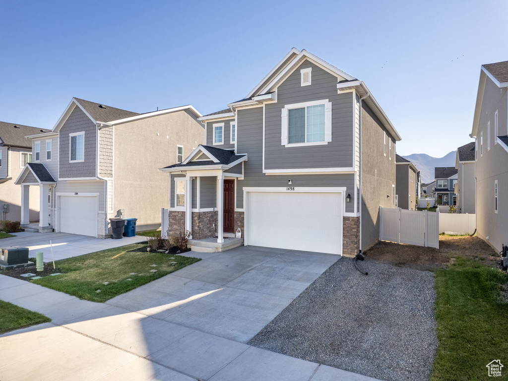 View of front of house with a garage