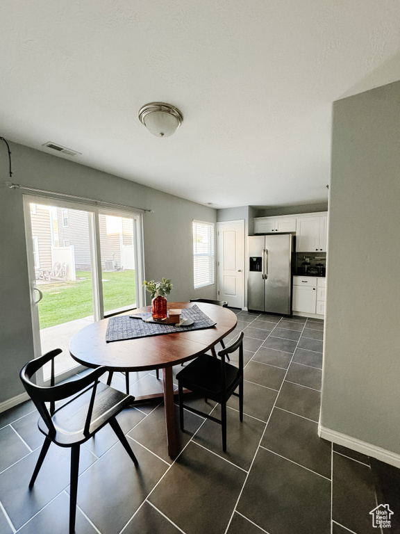 View of tiled dining space