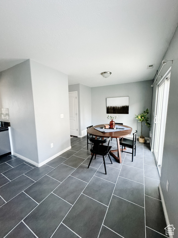 View of tiled dining area