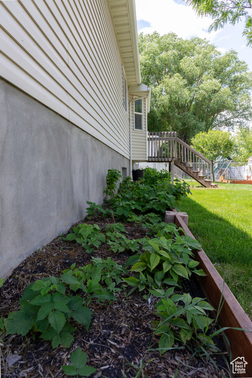 View of yard with a deck