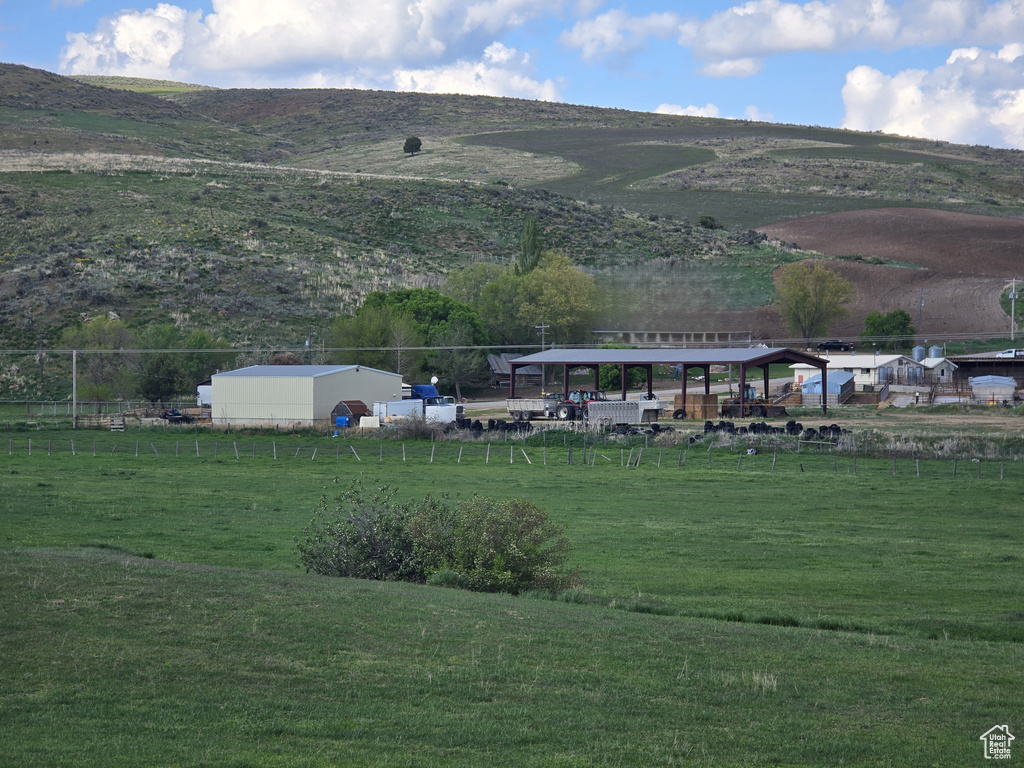 Mountain view with rural landscape