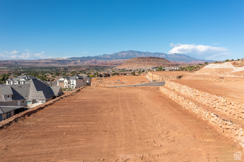 Exterior space with a mountain view