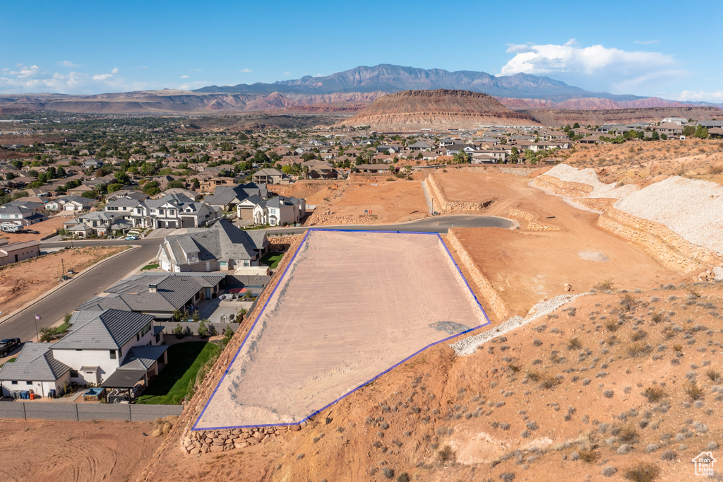 Drone / aerial view with a mountain view