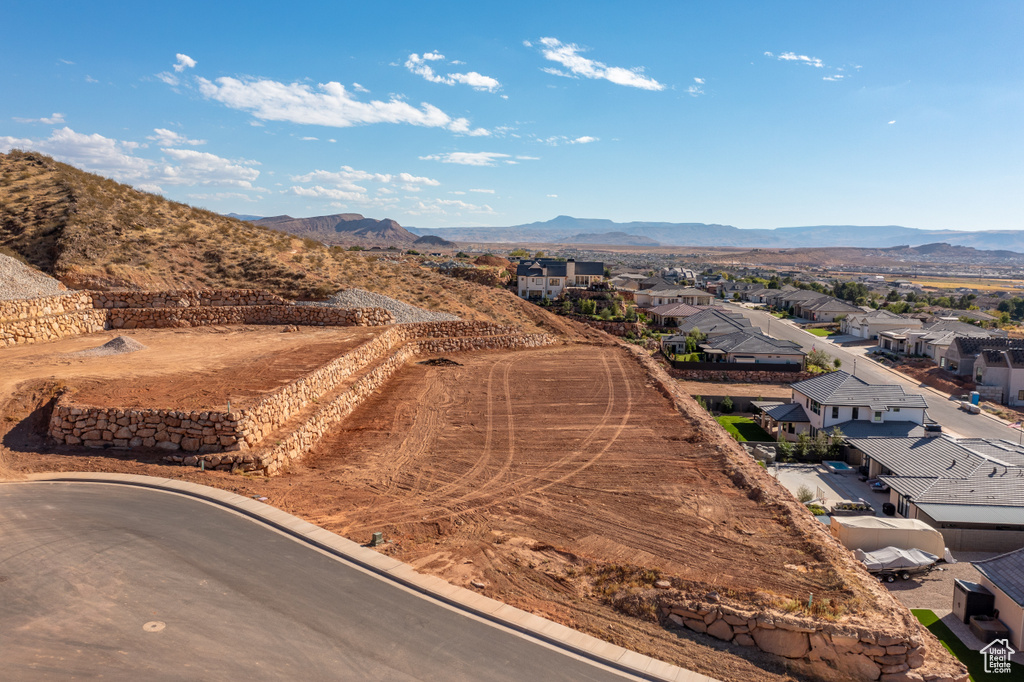 Drone / aerial view with a mountain view