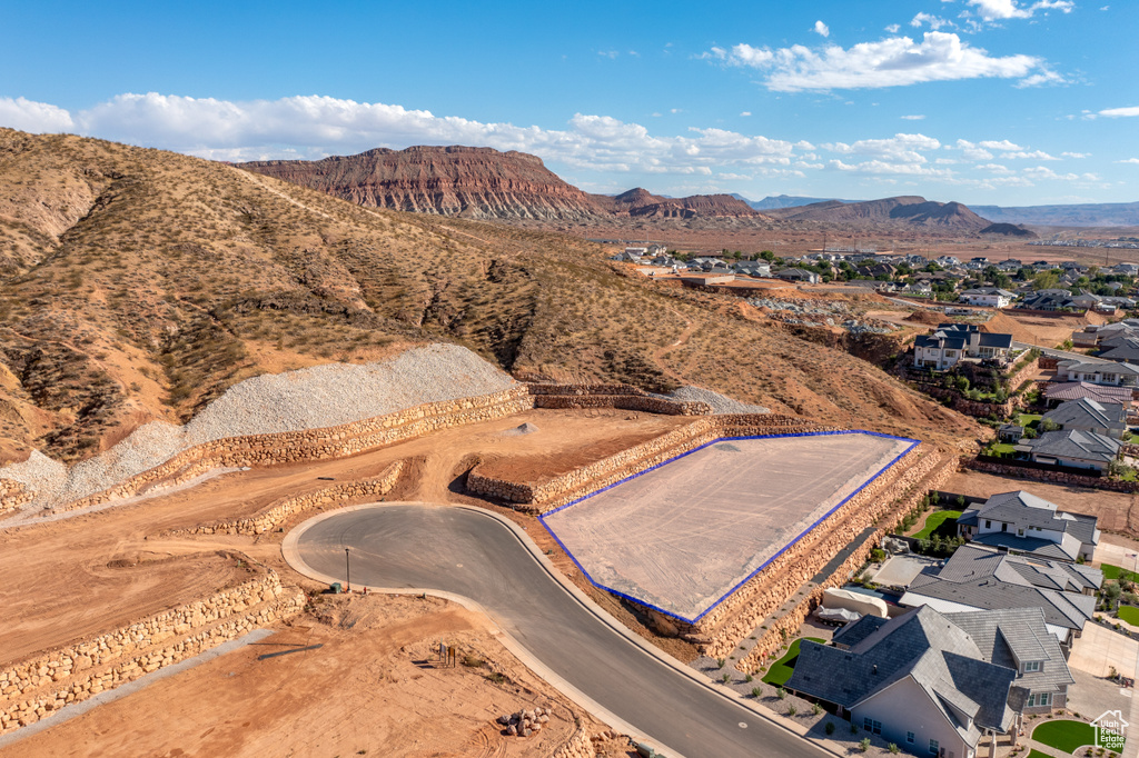 Aerial view featuring a mountain view